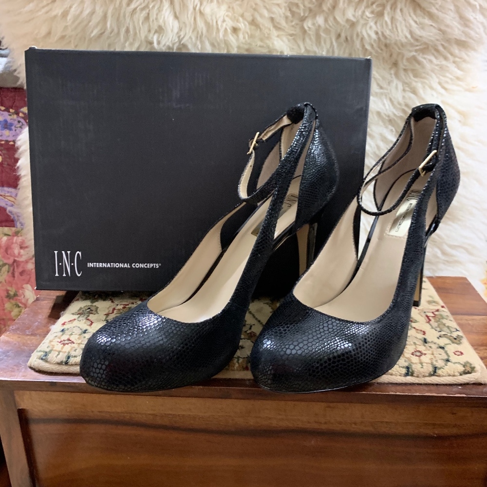INC International Concepts Lucey black high heels.